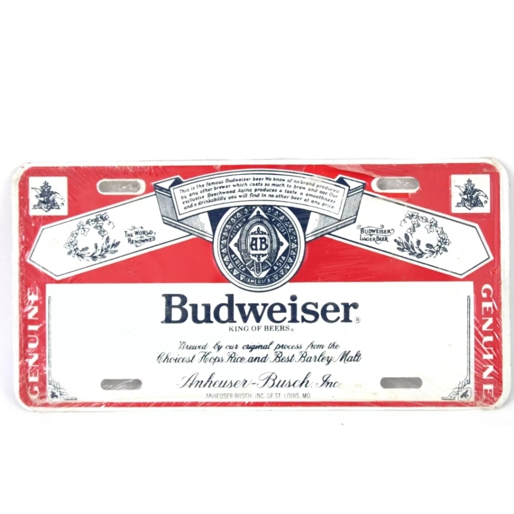 Budweiser Vintage License Plate Sign